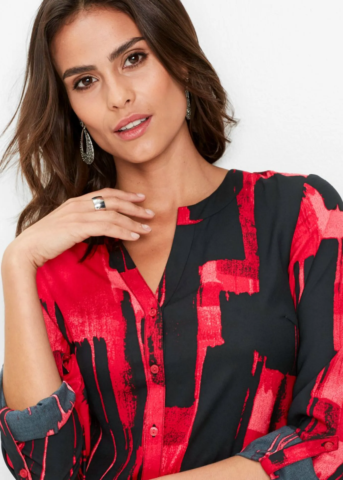 Blusa larga de gasa con estampado