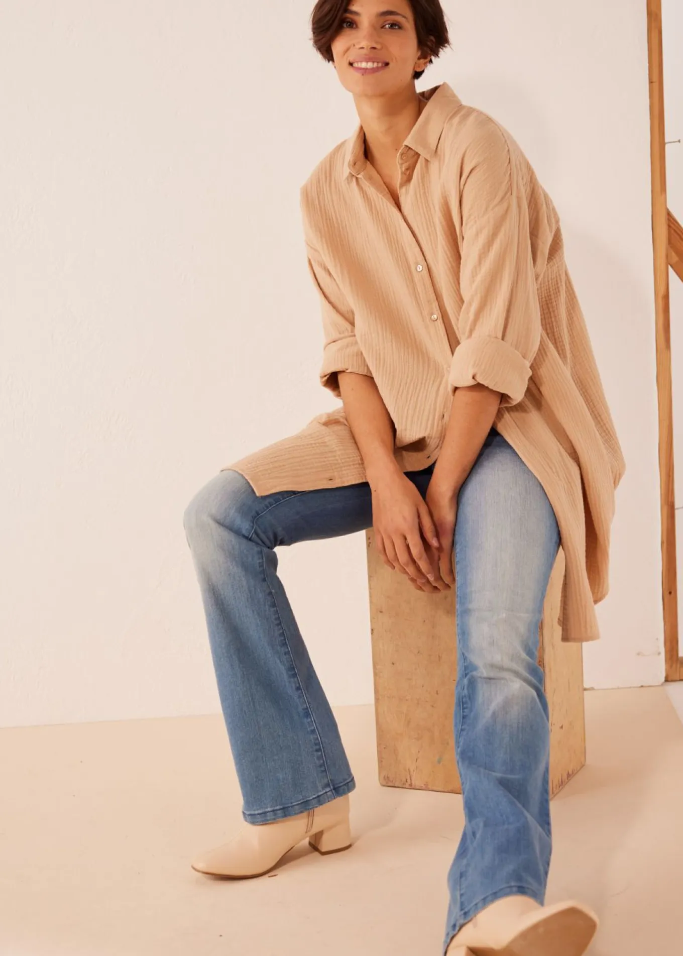 Blusa larga de muselina con corte holgado