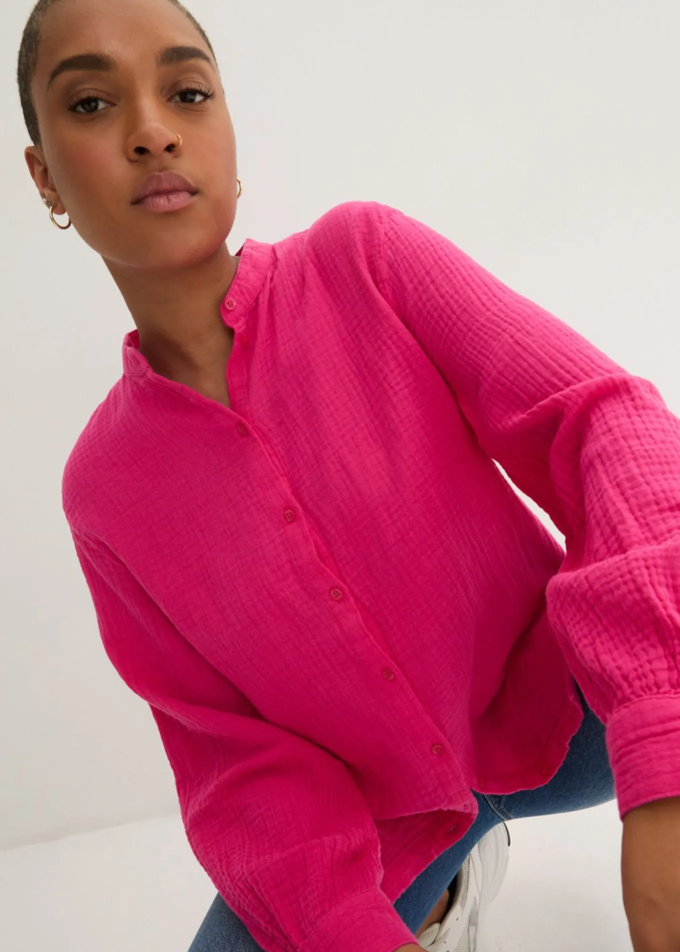 Blusa larga de muselina ligera