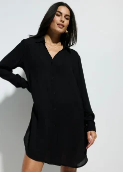 Blusa larga de playa de viscosa fluida