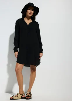Blusa larga de playa de viscosa fluida