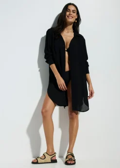 Blusa larga de playa de viscosa fluida