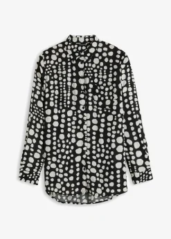 Blusa larga estampada de viscosa fluida