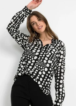 Blusa larga estampada de viscosa fluida