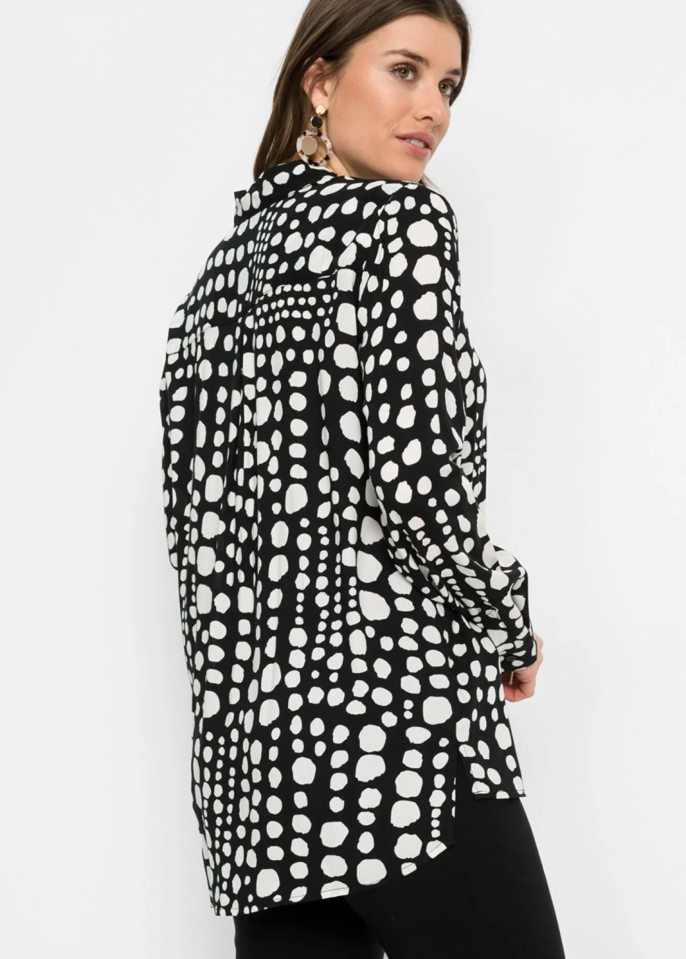 Blusa larga estampada de viscosa fluida