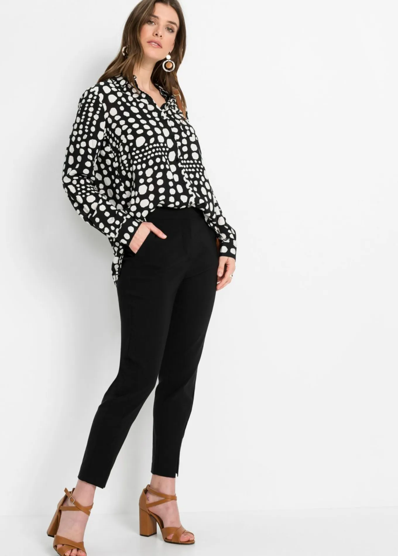 Blusa larga estampada de viscosa fluida