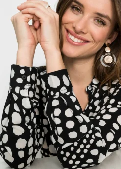 Blusa larga estampada de viscosa fluida