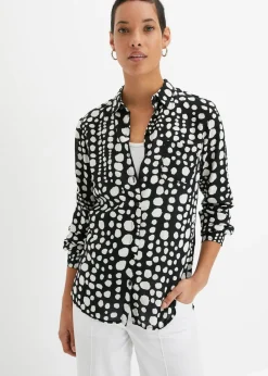 Blusa larga estampada de viscosa fluida
