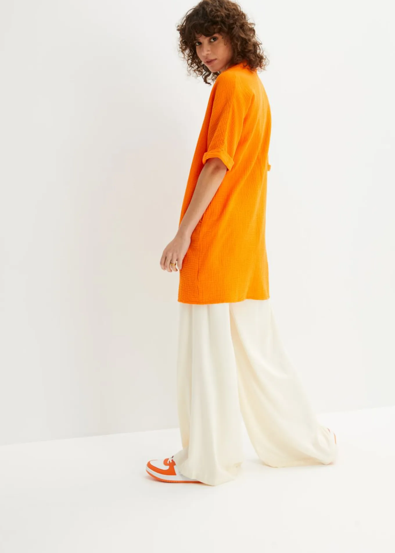 Blusa larga holgada de muselina suave