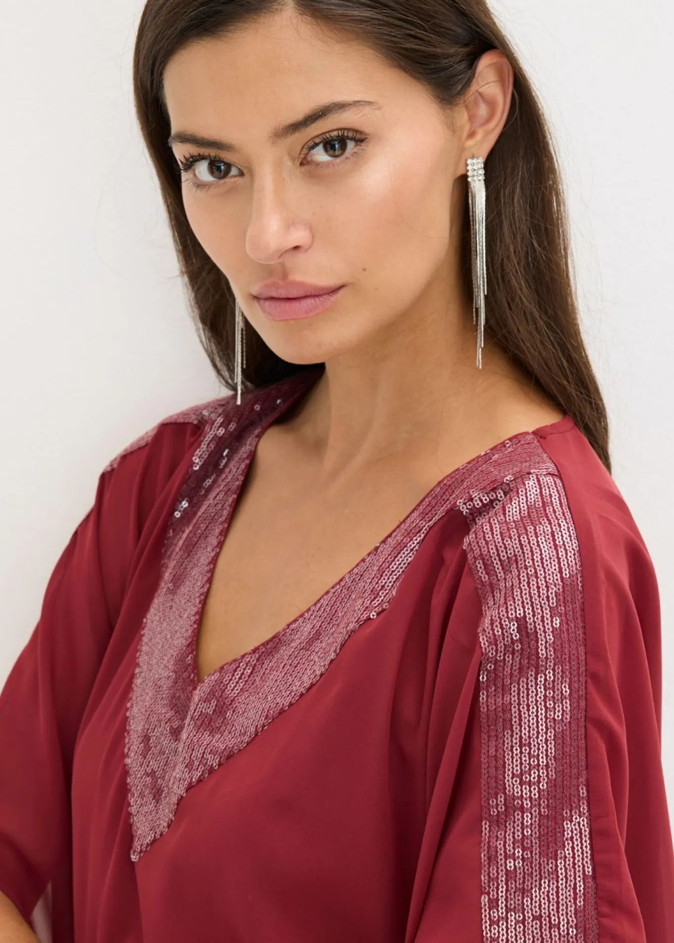 Blusa oversize con inserción de lentejuelas