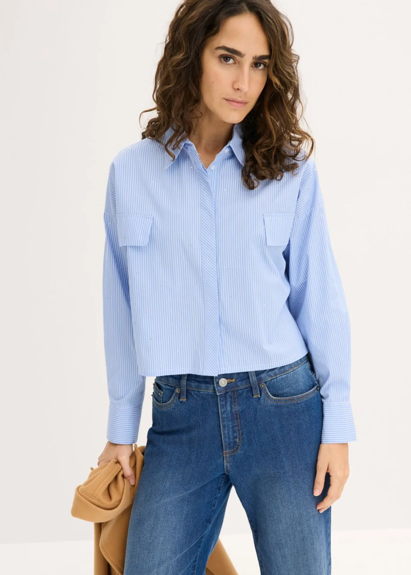 Blusa oversize de mezcla de algodón