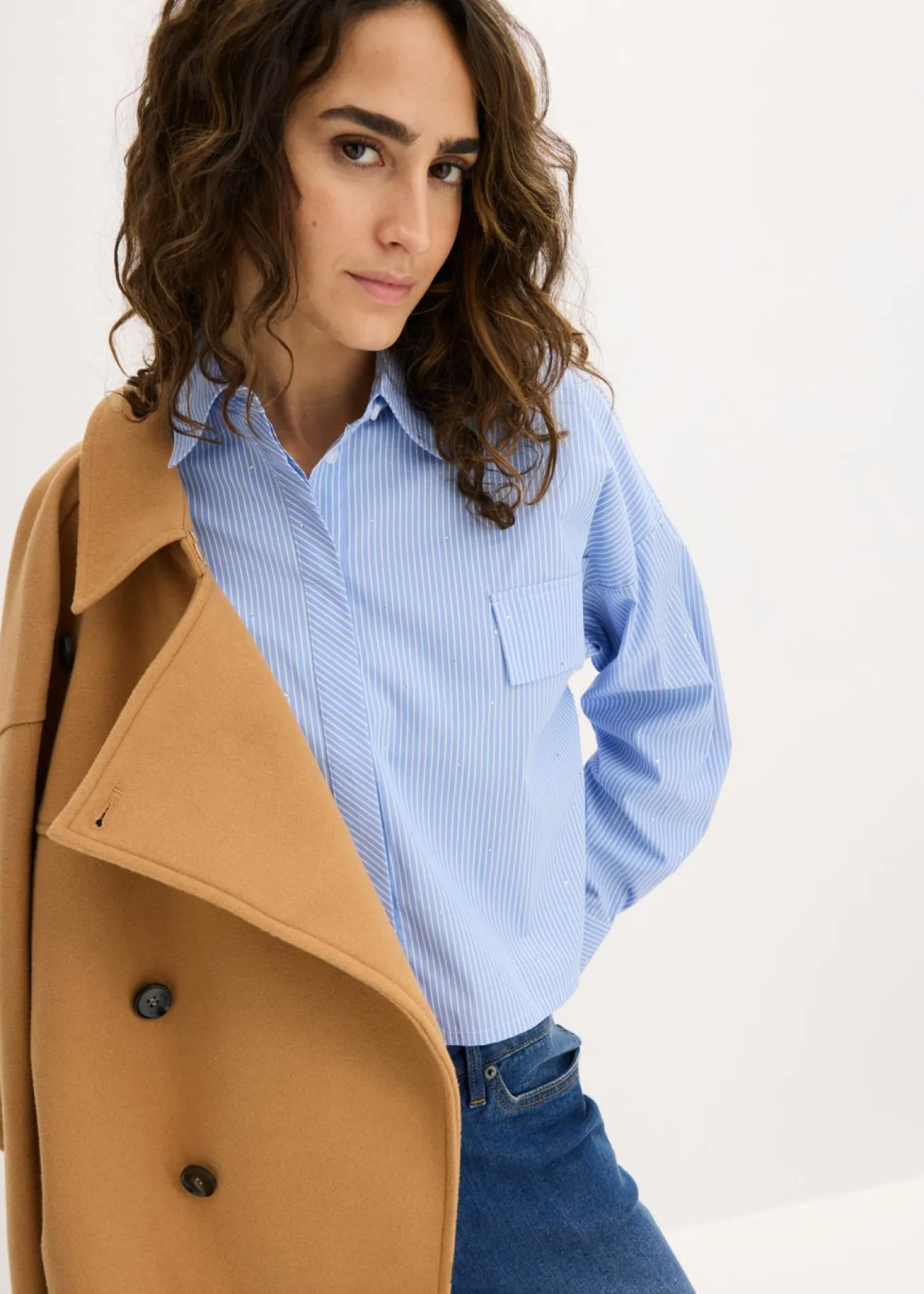 Blusa oversize de mezcla de algodón