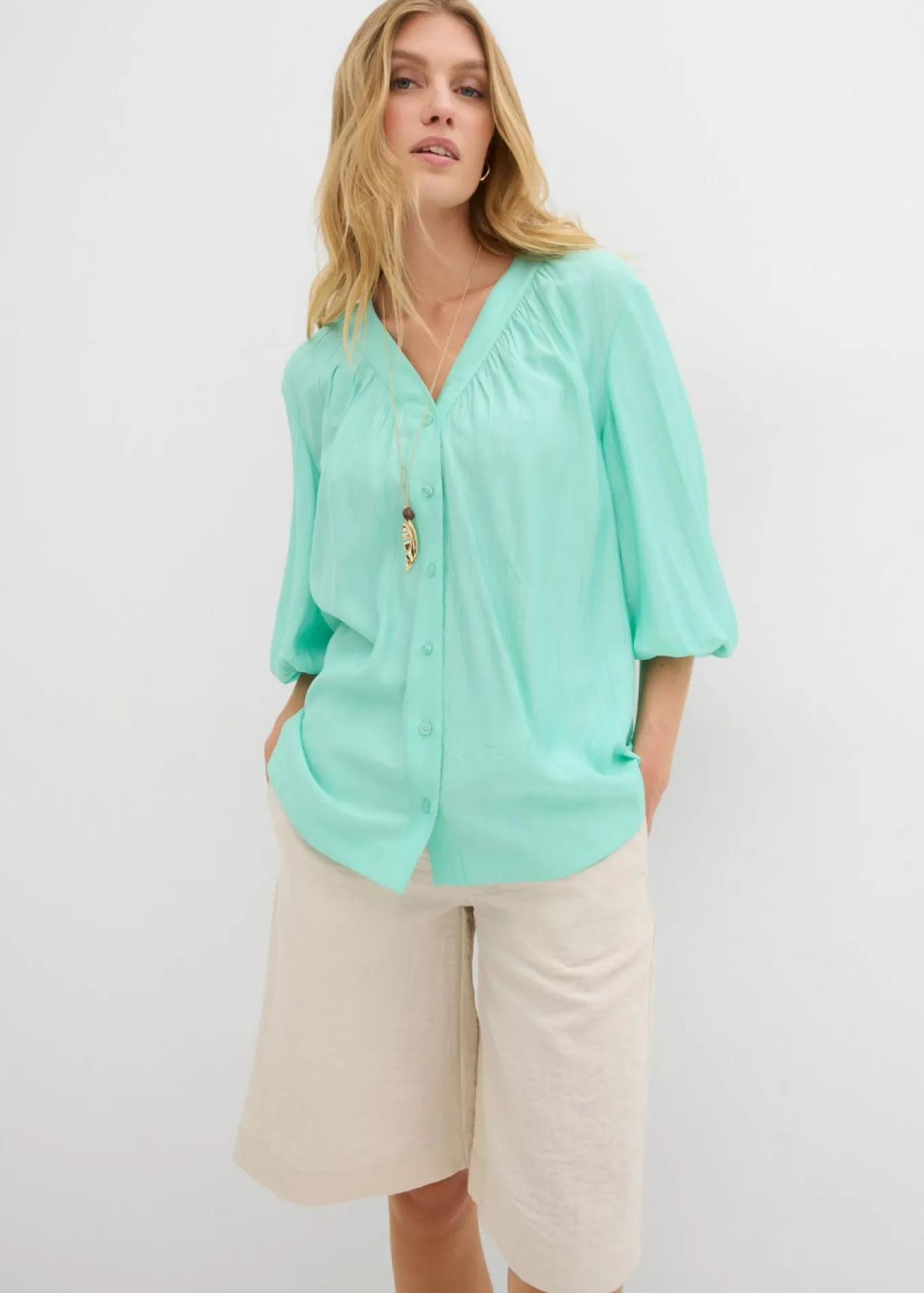 Blusa oversize de mezcla de viscosa suave