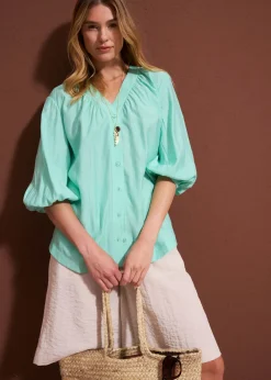 Blusa oversize de mezcla de viscosa suave