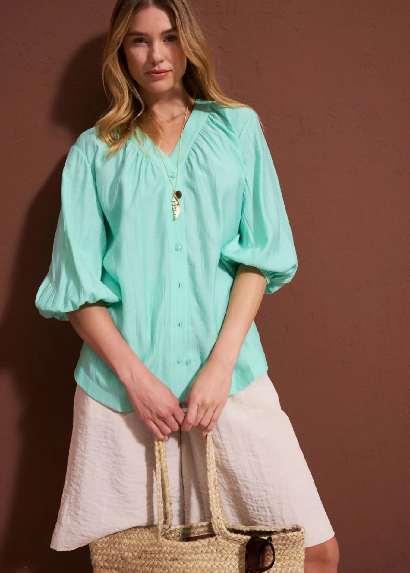 Blusa oversize de mezcla de viscosa suave