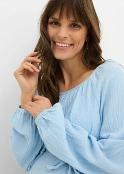 Blusa premamá de muselina pura de algodón