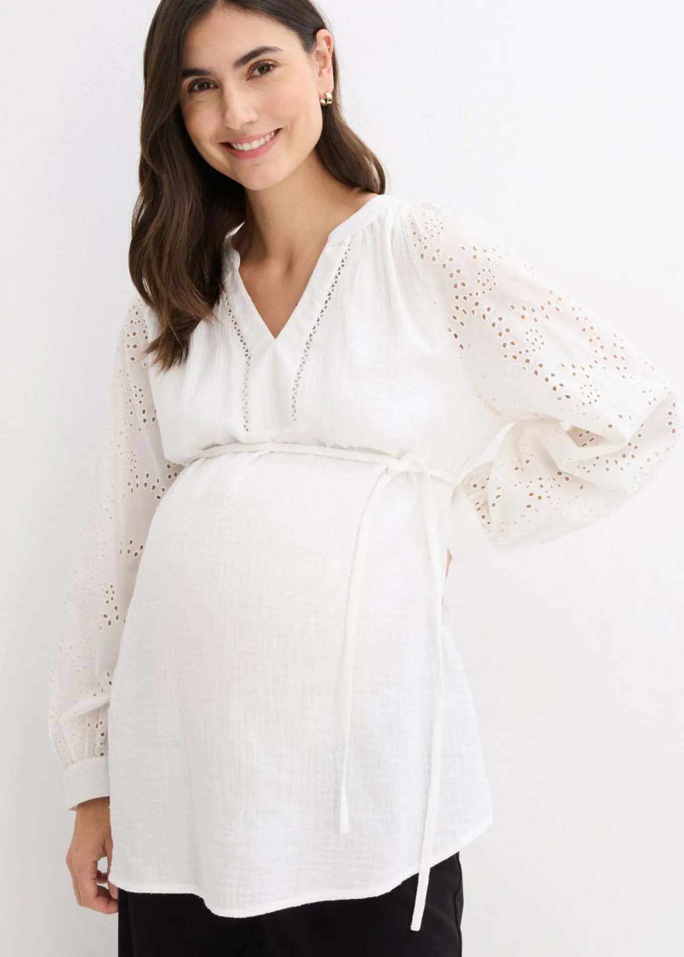 Blusa premamá de muselina de algodón