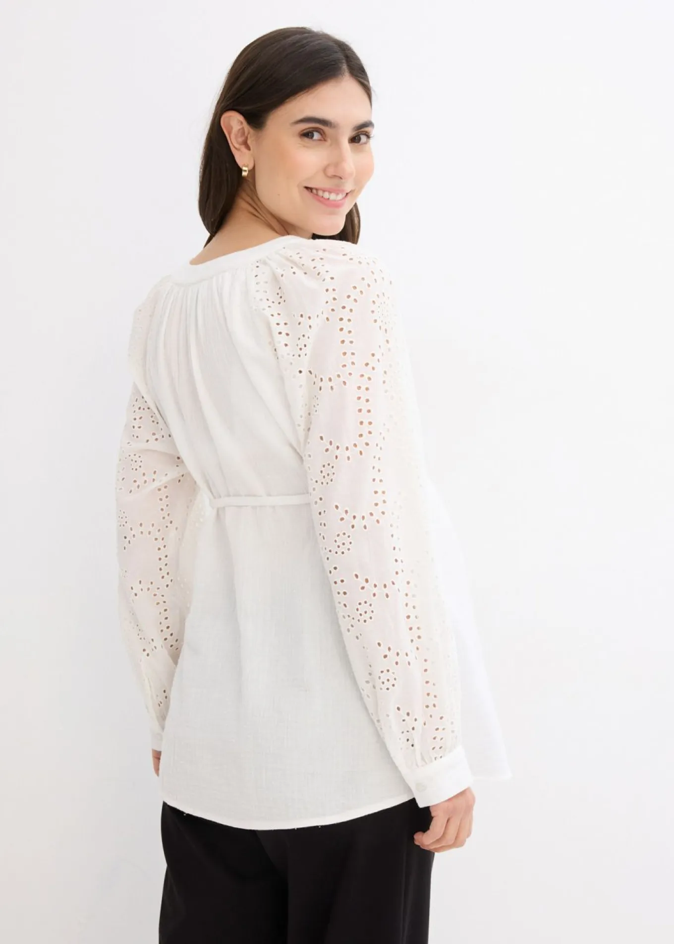 Blusa premamá de muselina de algodón