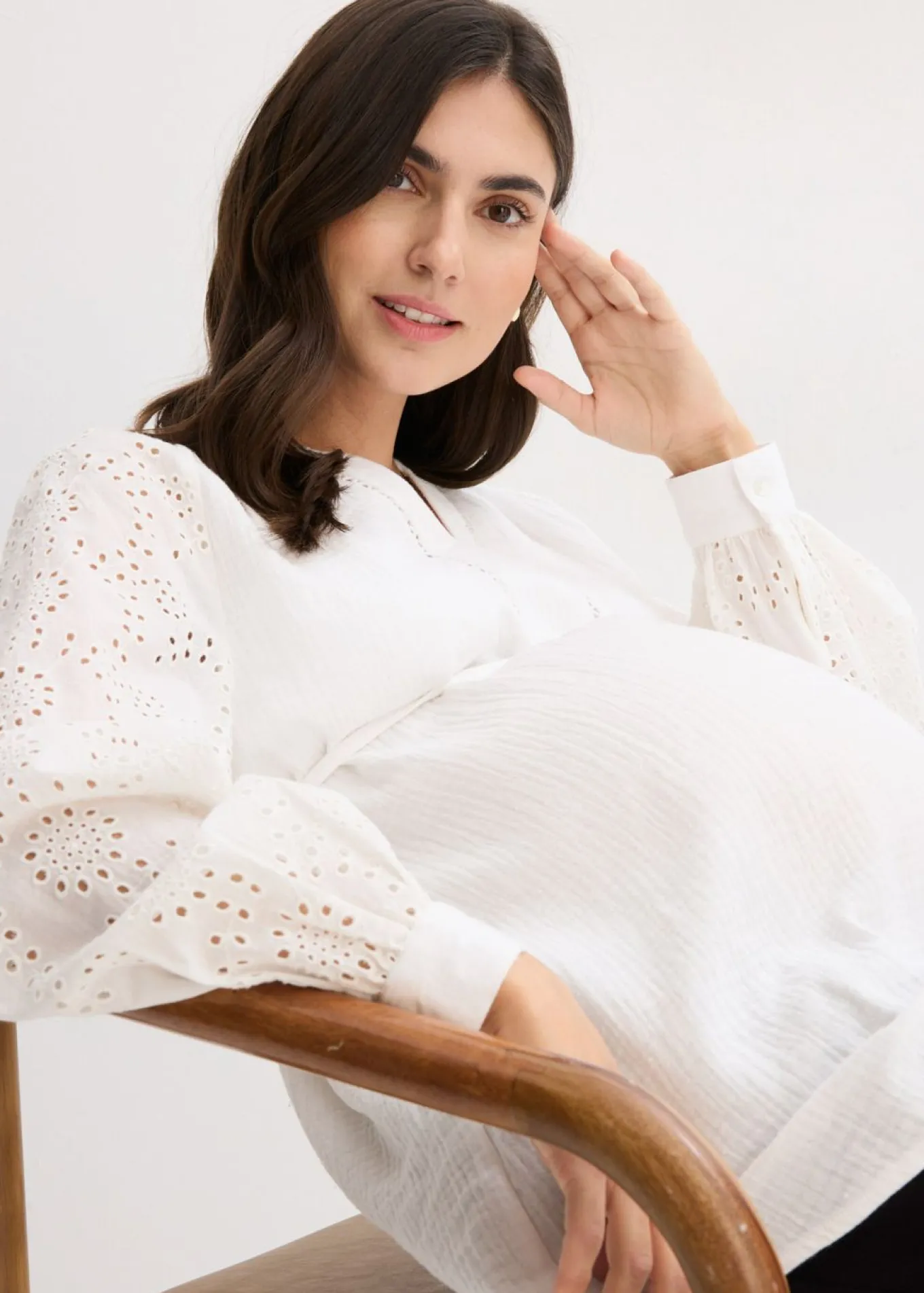 Blusa premamá de muselina de algodón
