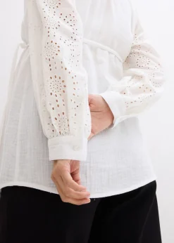Blusa premamá de muselina de algodón