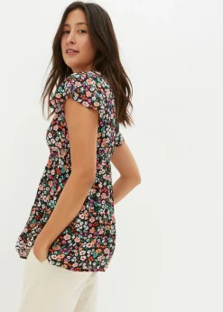 Blusa premamá y de lactancia 2 en 1 de viscosa fluida