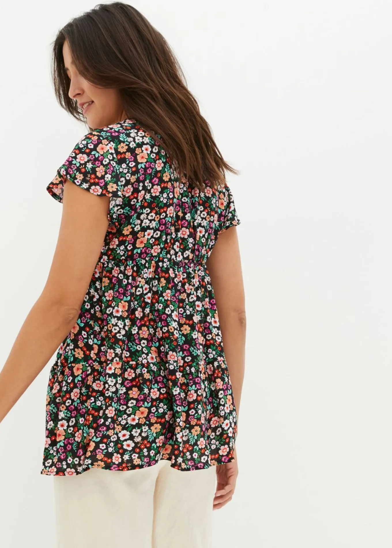 Blusa premamá y de lactancia 2 en 1 de viscosa fluida