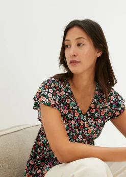 Blusa premamá y de lactancia 2 en 1 de viscosa fluida