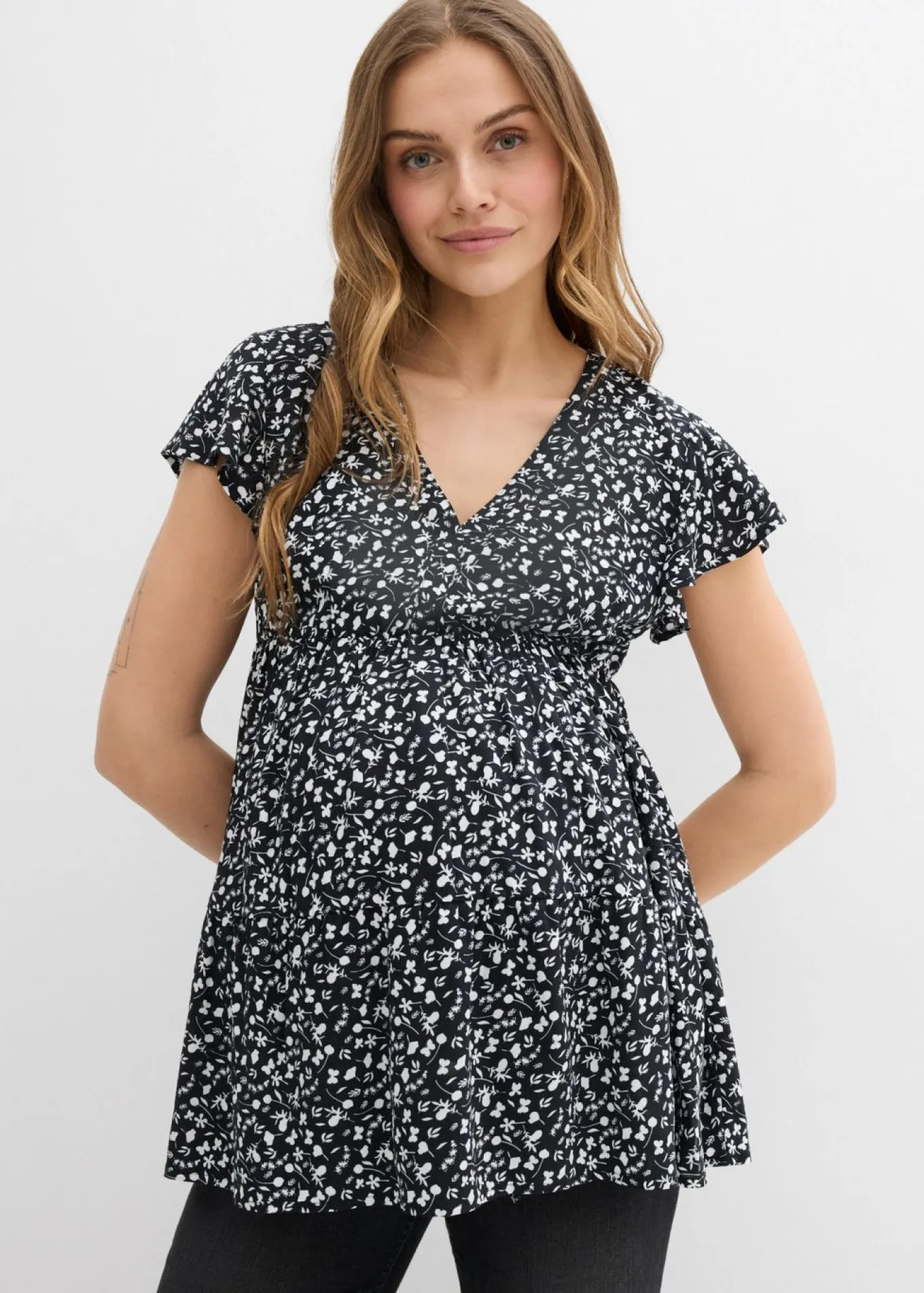 Blusa premamá y de lactancia 2 en 1 de viscosa fluida