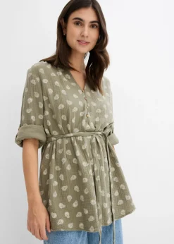 Blusa premamá/de lactancia de muselina de algodón puro
