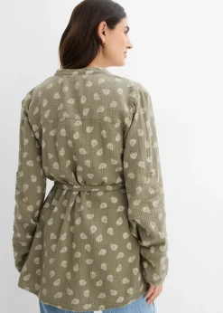 Blusa premamá/de lactancia de muselina de algodón puro
