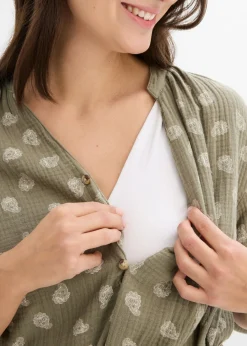Blusa premamá/de lactancia de muselina de algodón puro