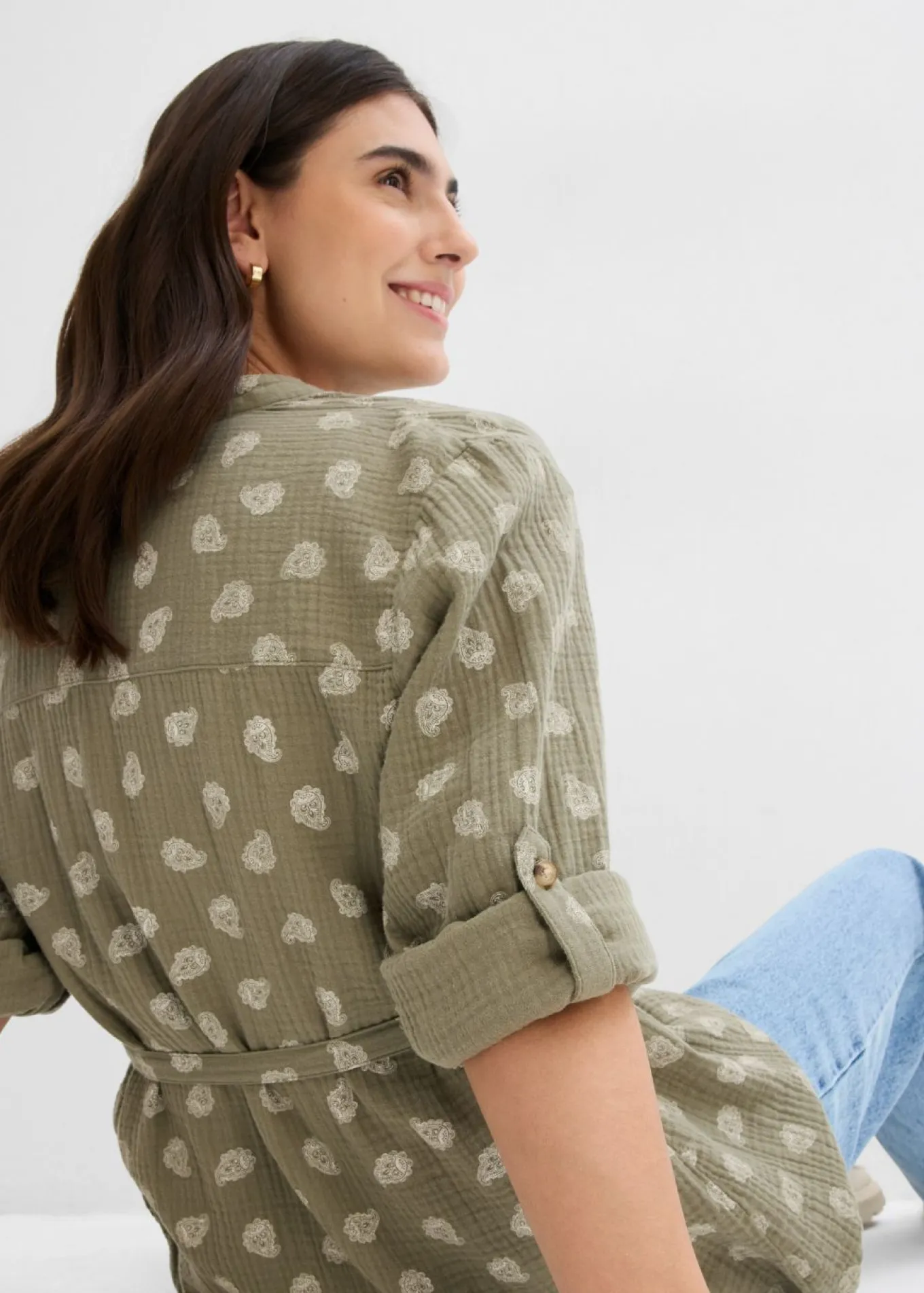 Blusa premamá/de lactancia de muselina de algodón puro