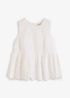 Blusa sin mangas con abertura y bordado calado