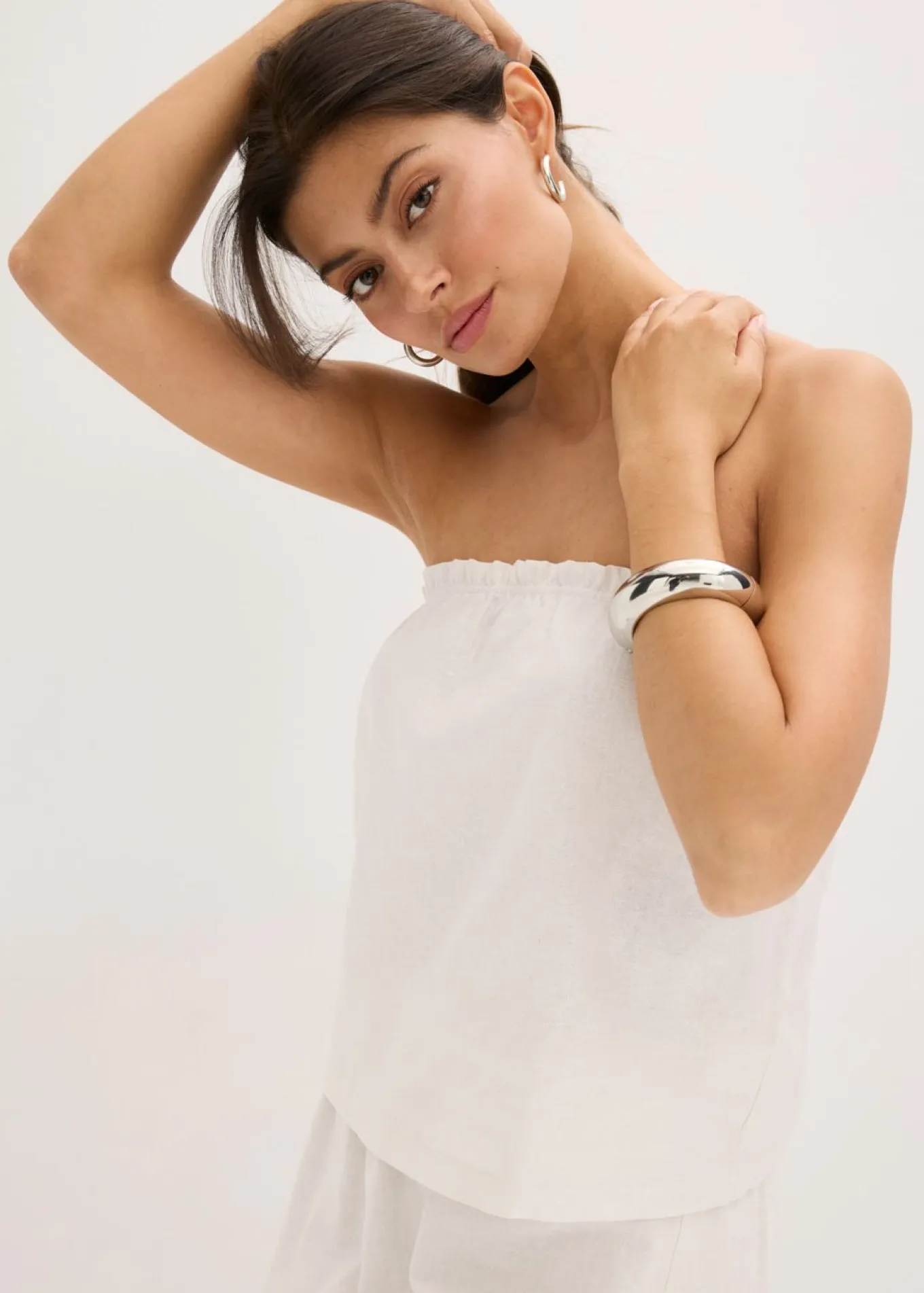 Blusa sin mangas con contenido de lino