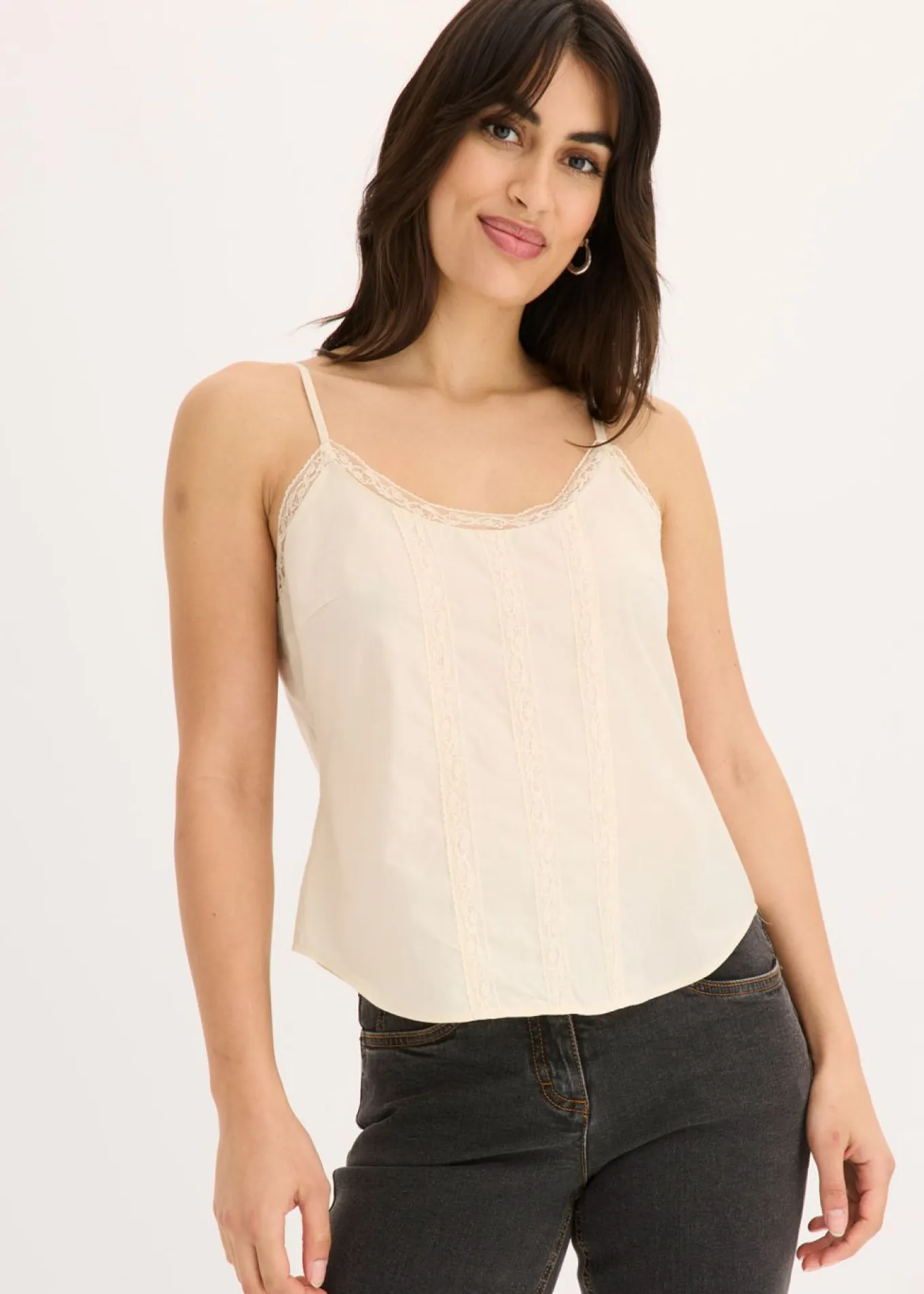 Blusa sin mangas de algodón puro con bordado calado