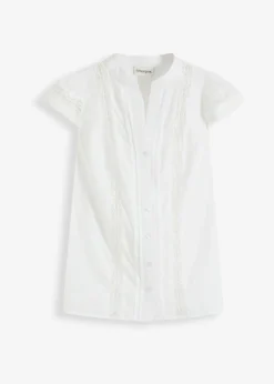 Blusa sin mangas de algodón puro con bordado calado