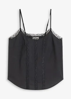 Blusa sin mangas de algodón puro con bordado calado