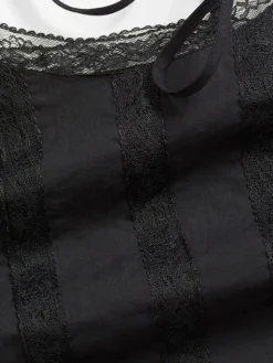 Blusa sin mangas de algodón puro con bordado calado