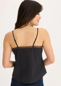 Blusa sin mangas de algodón puro con bordado calado