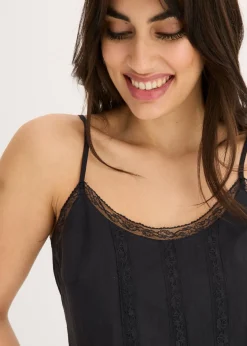 Blusa sin mangas de algodón puro con bordado calado