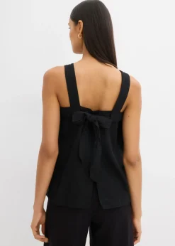 Blusa sin mangas de mezcla de viscosa con detalle de lazo en la parte trasera