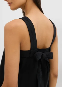 Blusa sin mangas de mezcla de viscosa con detalle de lazo en la parte trasera
