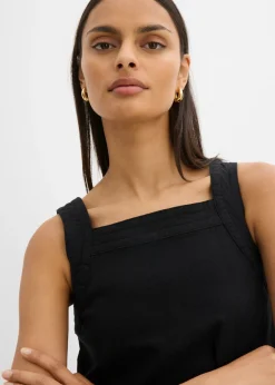 Blusa sin mangas de mezcla de viscosa con detalle de lazo en la parte trasera