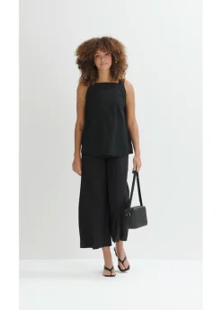 Blusa sin mangas de mezcla de viscosa con detalle de lazo en la parte trasera