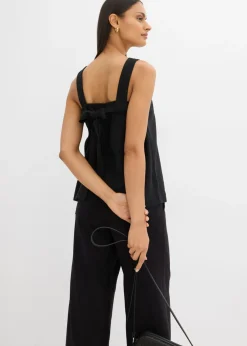 Blusa sin mangas de mezcla de viscosa con detalle de lazo en la parte trasera