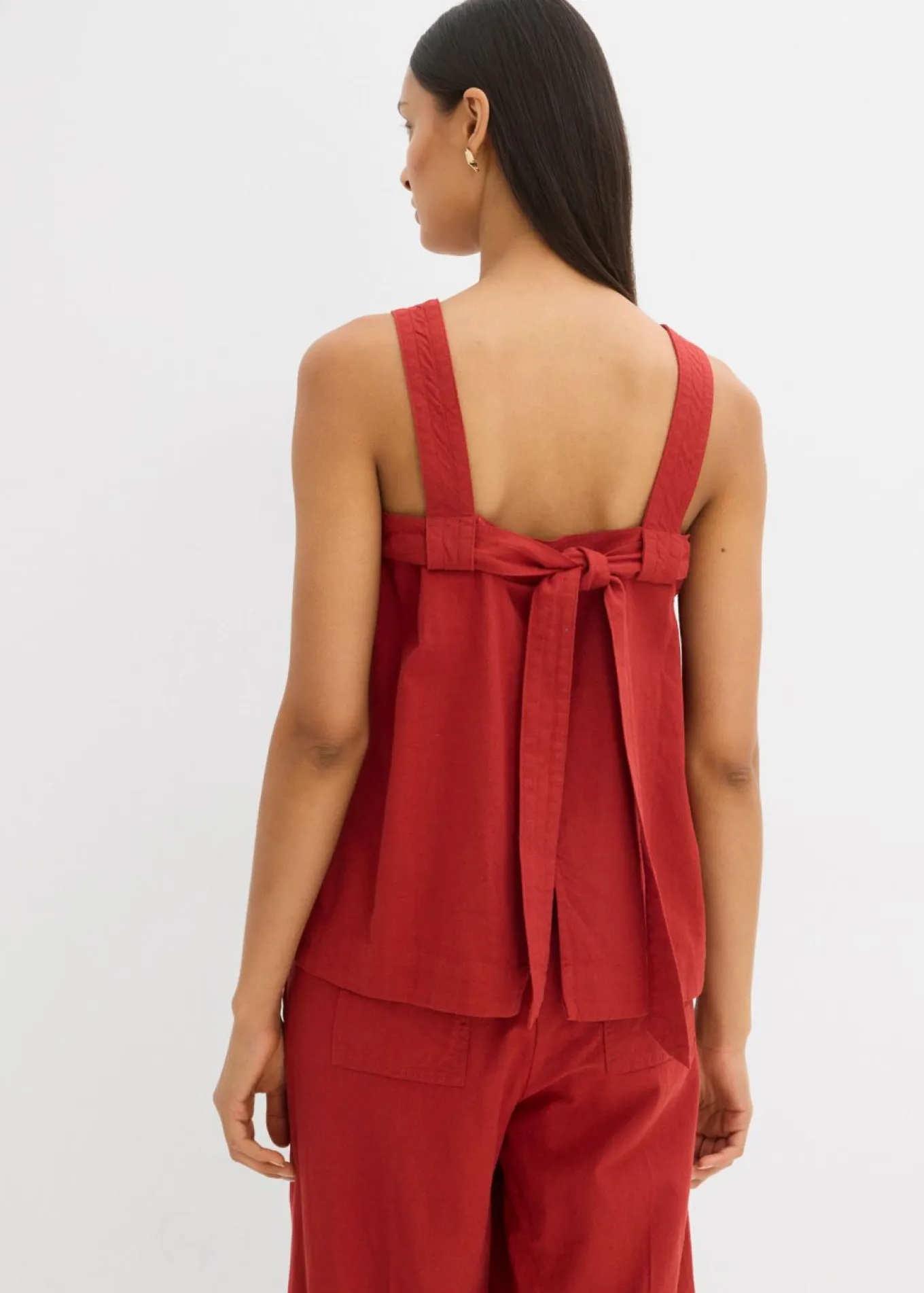 Blusa sin mangas de mezcla de viscosa con detalle de lazo en la parte trasera