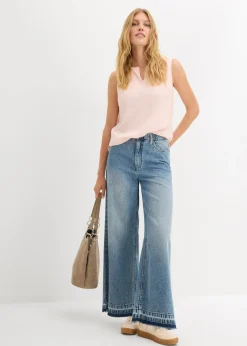 Blusa sin mangas de viscosa suave