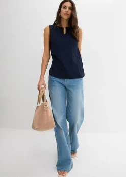 Blusa sin mangas de viscosa suave