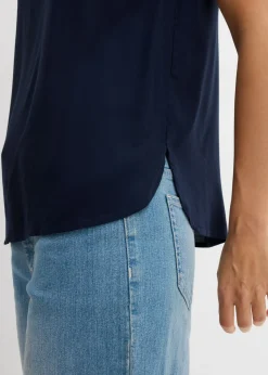 Blusa sin mangas de viscosa suave