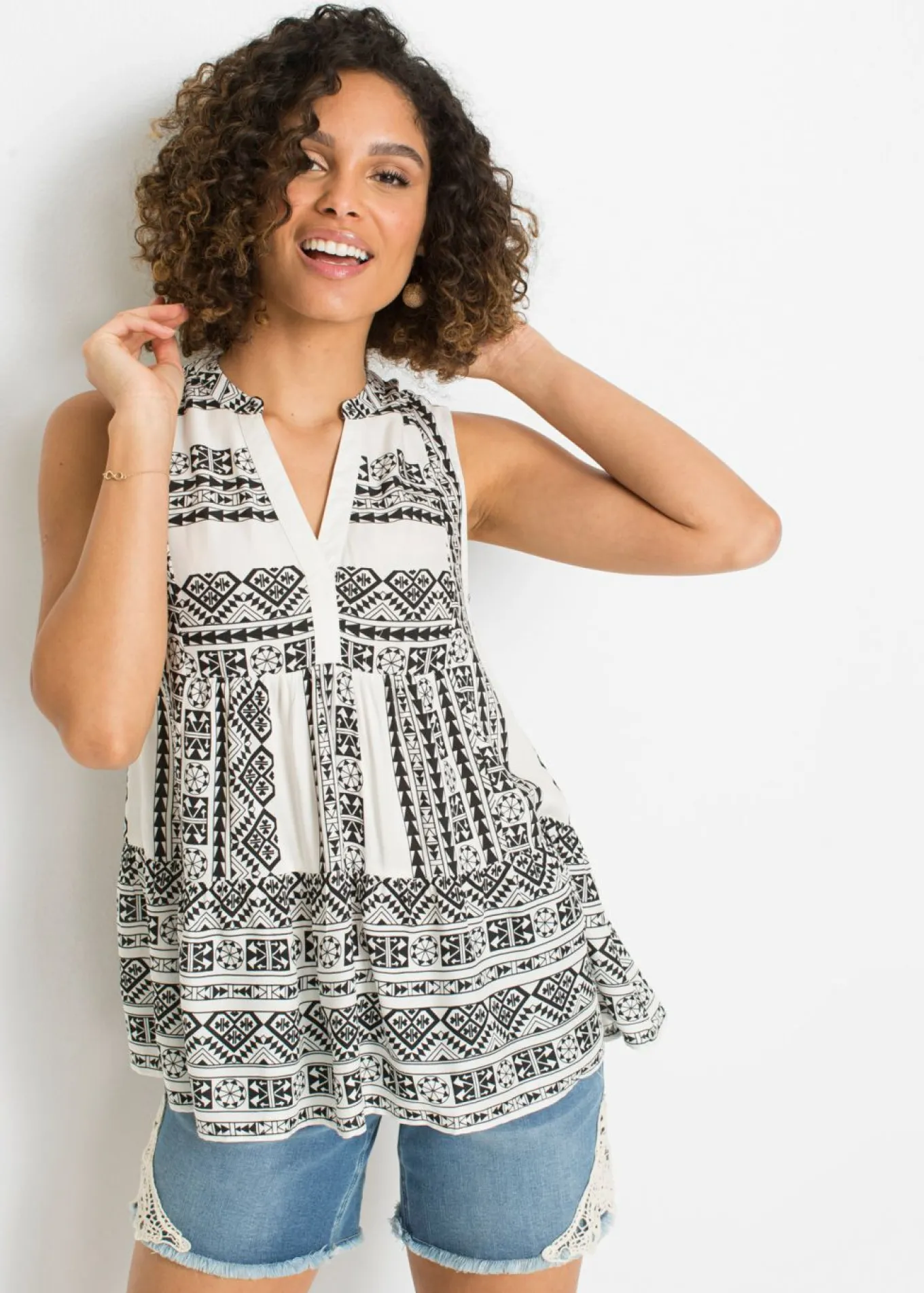 Blusa sin mangas de viscosa suave